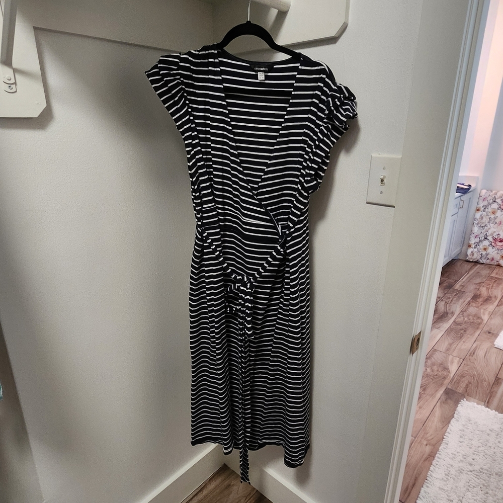 Anna Scholz Plus Sized Size 20 Striped Navy Wrap Around Dress
